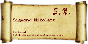 Sigmond Nikolett névjegykártya